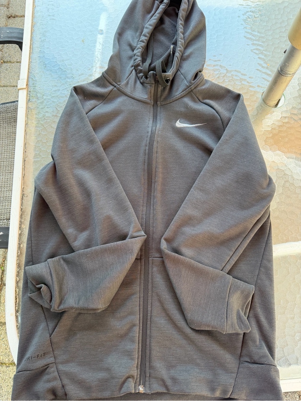 Nike Gray Full-Zip Hooded Jacket with White Swoosh
